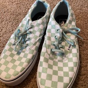 Light teal checkered Vans